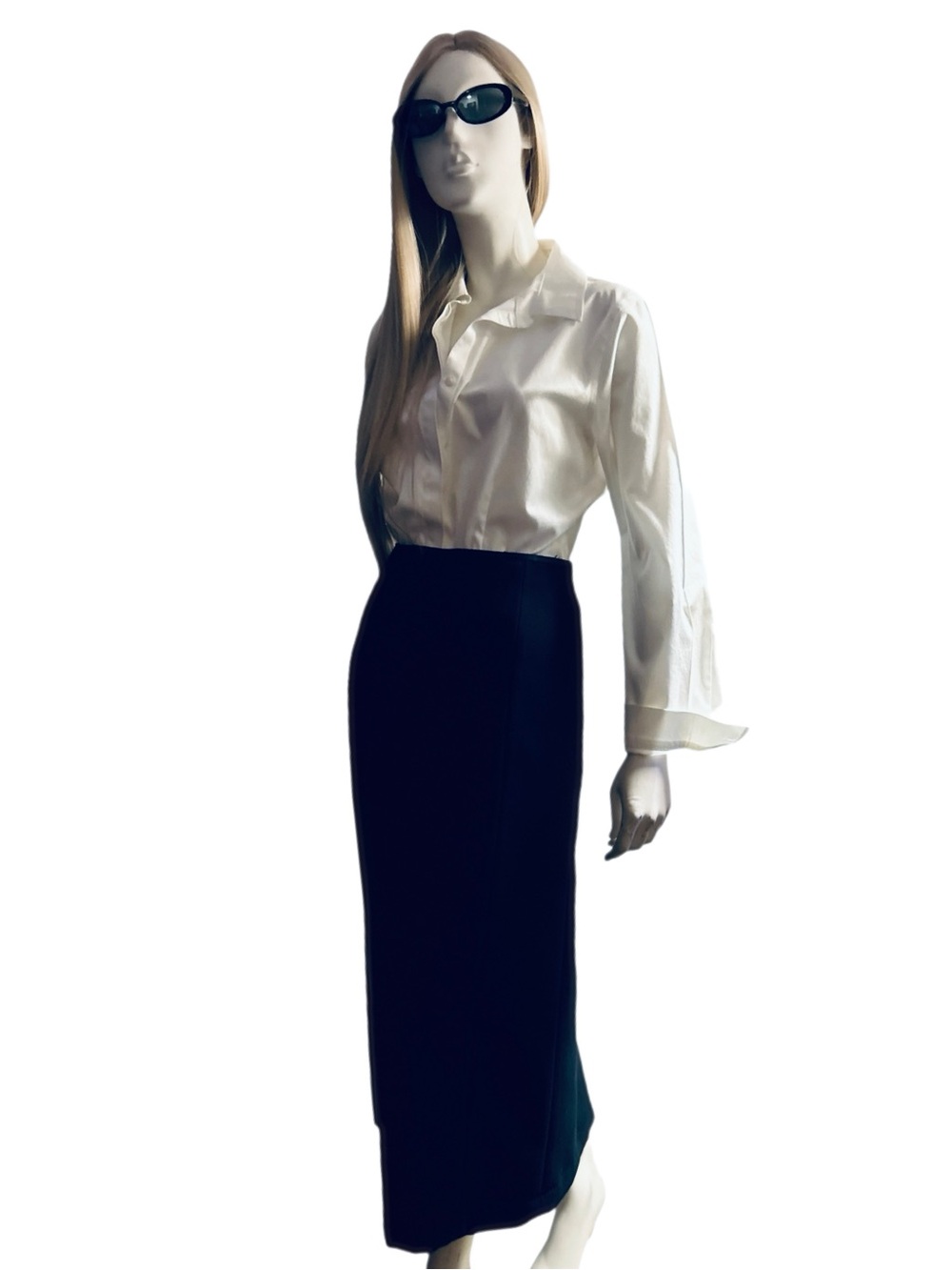 Vintage GAP Black Maxi Skirt Size 4 Minimalist Career Modest Kick Slit Lined